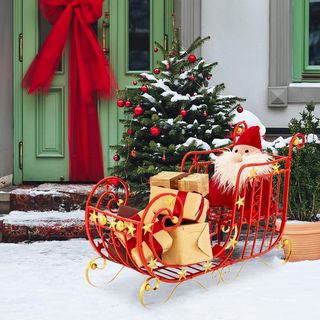 Slitta di Babbo Natale in metallo con ampia area d