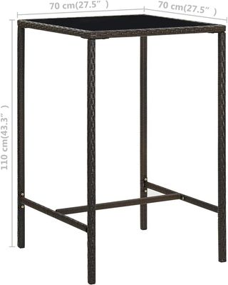 Tavolo da Bar da Giardino Marrone 70x70x110 cm Pol