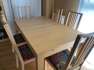 SET Mesa extensible comedor y 6 sillas