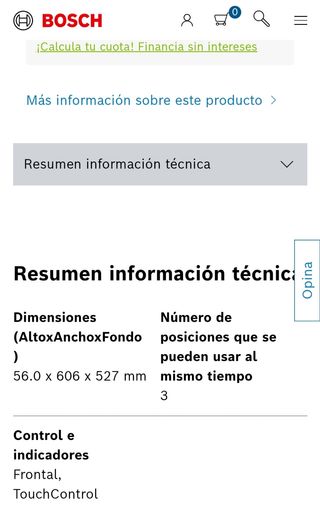 Vitroceramica Placa de inducción Bosch