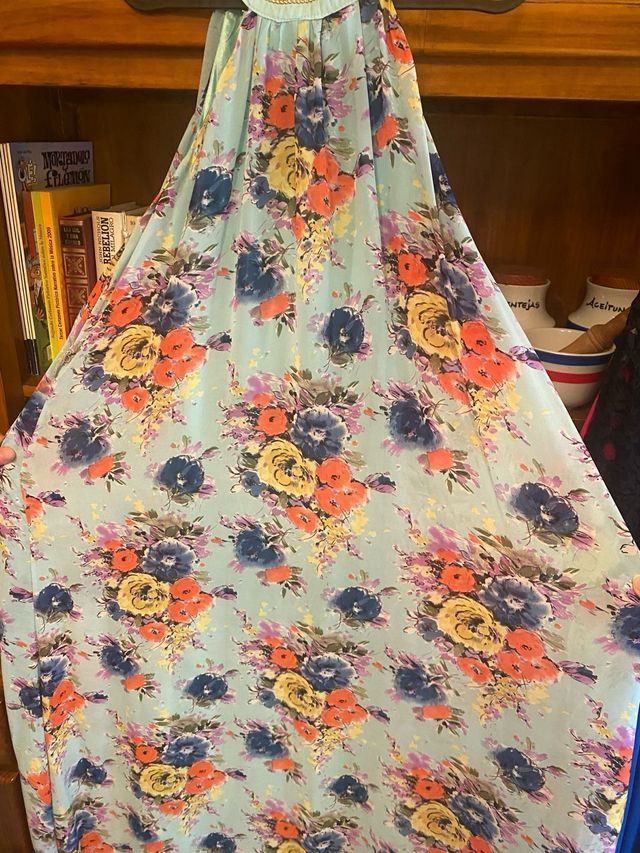 Vestido elegante mujer estampado flores largo