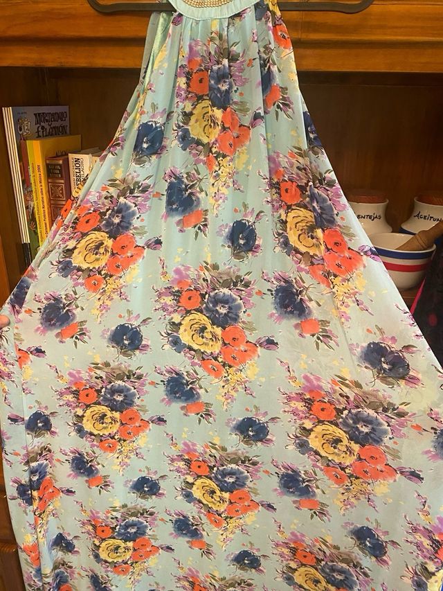 Vestido elegante mujer estampado flores largo