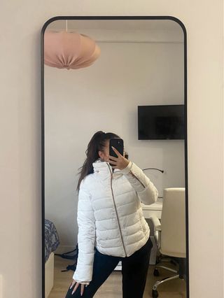 Abrigo blanco plumas Zara