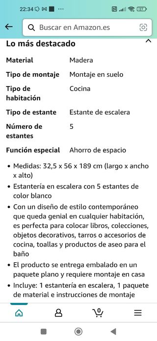 Estantería blanca en escalera nuevo