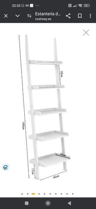 Estantería blanca en escalera nuevo