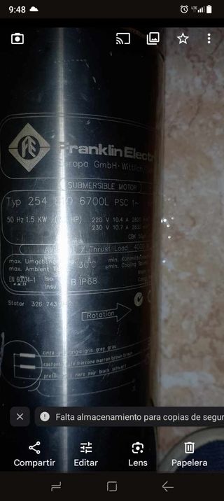 Bomba sumergible de 220watios, 1, 5 CV y motor