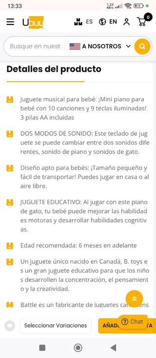 Piano infantil gato