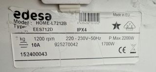 Mando electrónico Lavadora EDESA 7k