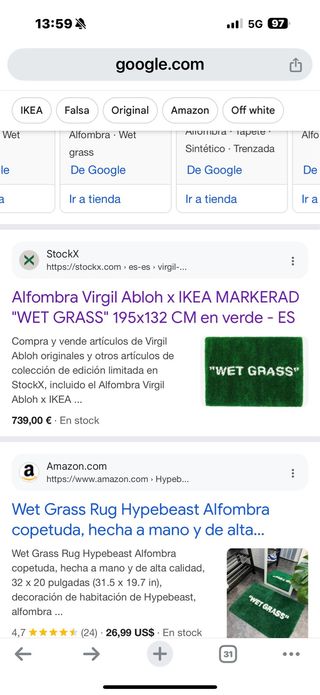 Alfombra wet grass virgil abloh Precio no negociab de segunda mano por 750  EUR en Santovenia de Pisuerga en WALLAPOP