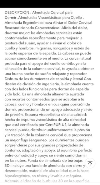 Almohada cervical viscolástica nueva.