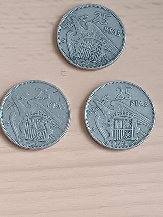 Lote 3 monedas 25 pesetas Franco 1957