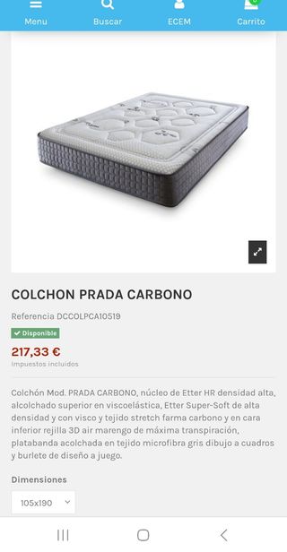 Packs 105x190 canapé +colchón visco