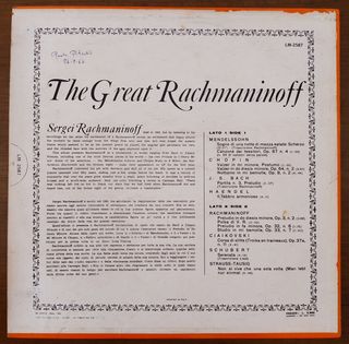 vinyl 33 Giri Rachmaninoff: The Great Rachmaninoff