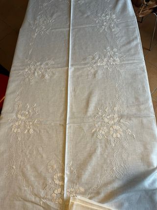 Antica tovaglia in misto lino x12