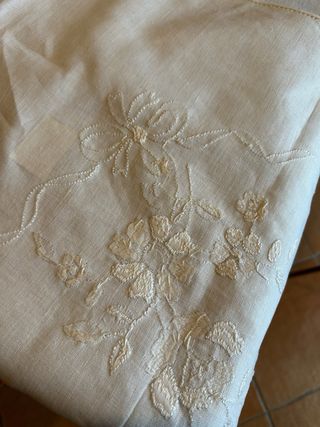 Antica tovaglia in misto lino x12