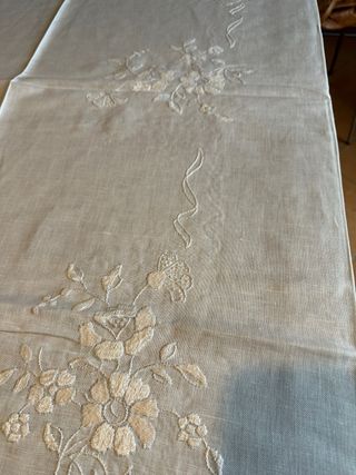 Antica tovaglia in misto lino x12