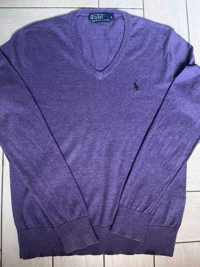 Maglione viola con scollo a V Ralph Lauren