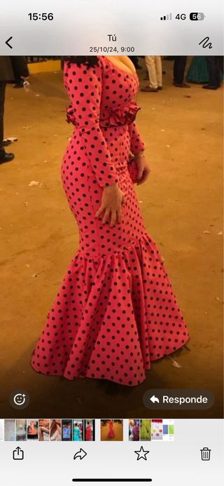 Traje gitana rosa y lunar negro