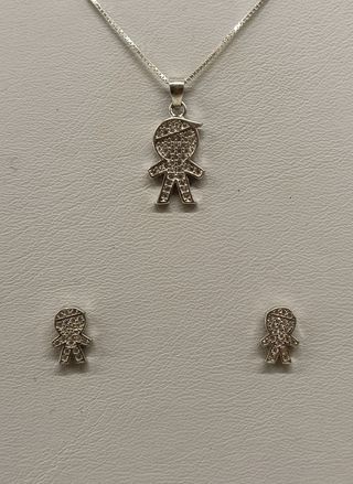 Colgante y pendientes niño plata de ley