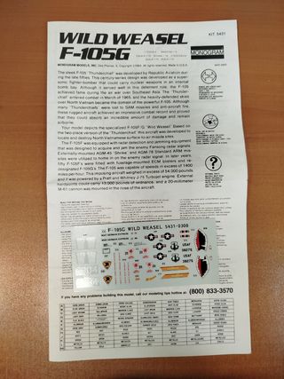 AVION F-105G WILD WEASEL 1/72 MONOGRAM