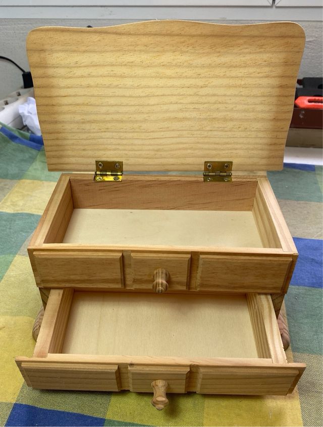 Joyero madera cruda para decorar 21x12x11 cm