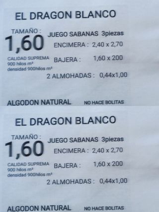 1,60.2juego/sábanas ALGODON