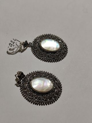 Pendientes de plata con marquesitas y nácar