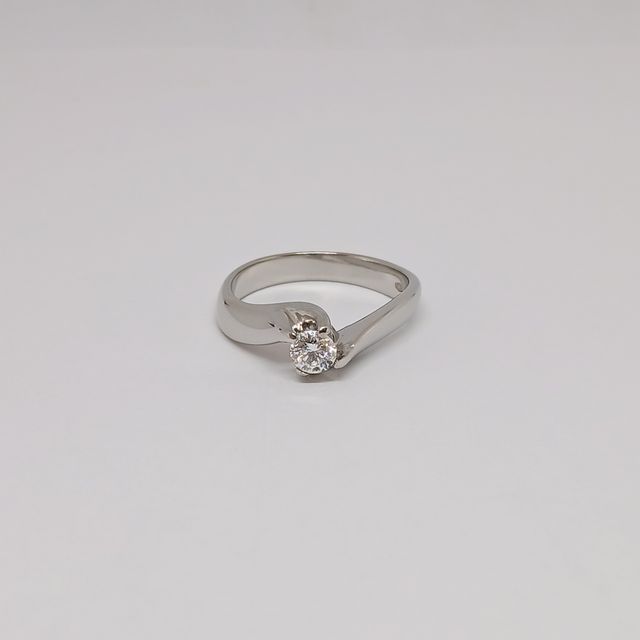 Sortija Oro Blanco Brillante Solitario