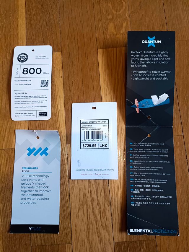 Saco de plumas marca neozelandesa Macpac