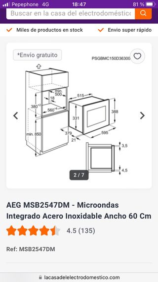 Horno Microondas Integrable AEG MSB2547DM NUEVO