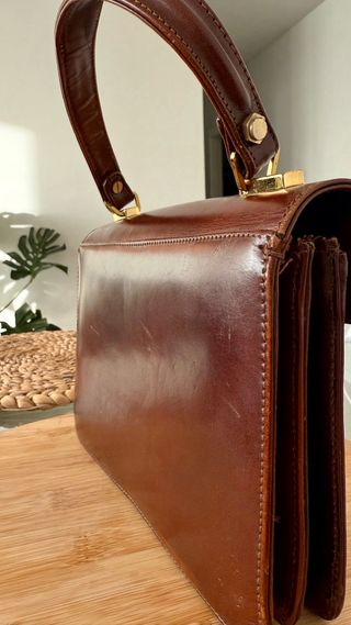 Bolso vintage piel estilo patent lolise cowhide