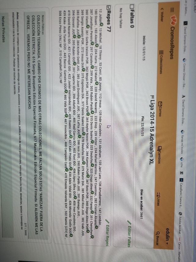 Cromos y caja metálica ADRENALYN 2014-15