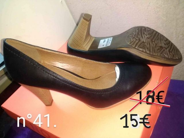 2pares Zapatos piel mujer y 1Sandalias,n°41