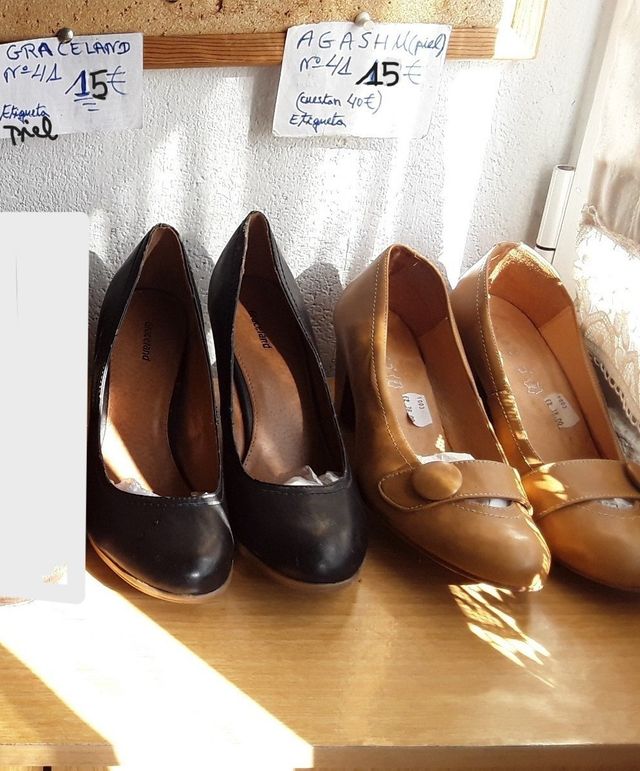 2pares Zapatos piel mujer y 1Sandalias,n°41