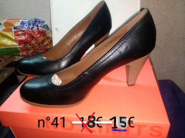 2pares Zapatos piel mujer y 1Sandalias,n°41