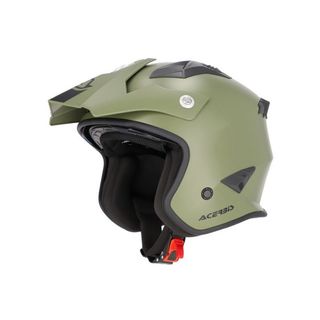 casco moto jet trial acerbis aria verde militar