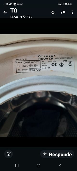 Lavadora otsein hoover