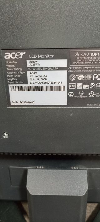 Monitor para ordenador 23" solo vga
