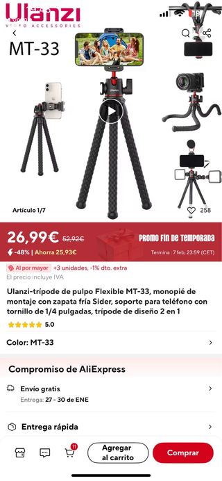 Tripode de pulpo flexible