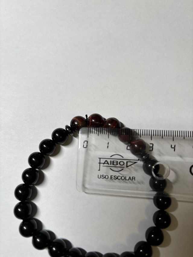 Pulsera hombre bolas negras y marrón