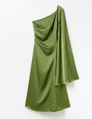 Vestido largo verde asimétrico