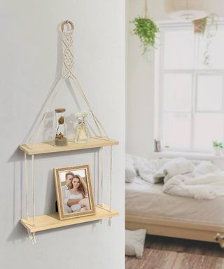 Estanteria Flotante Pared Madera Boho .Nueva