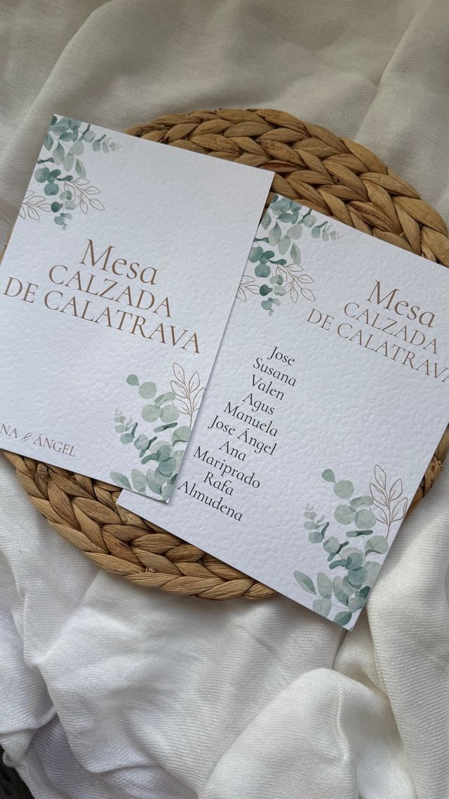 Papelería de boda eucalipto