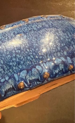 MACETA BONSAI REDONDA TAMBOR ESMALTADA AZUL