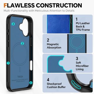 TUCCH Funda Libro 2 EN 1 para iPhone 16 2024