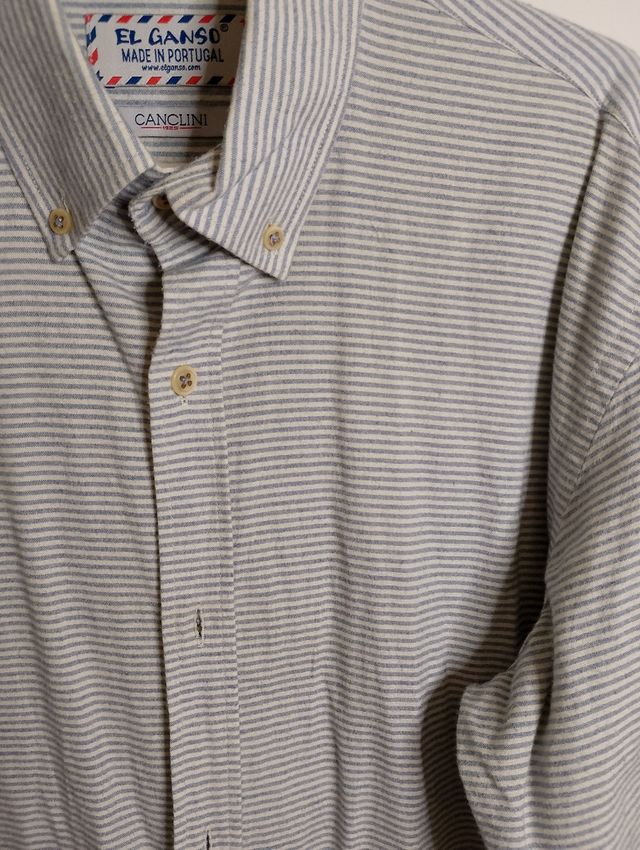 Camisa rallas azul claro, el Ganso, men.