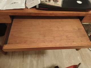 Mesa escritorio madera y cristal