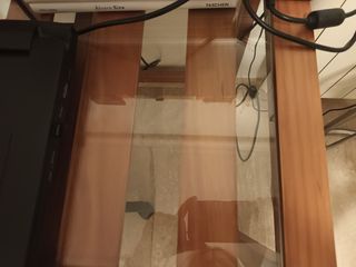 Mesa escritorio madera y cristal