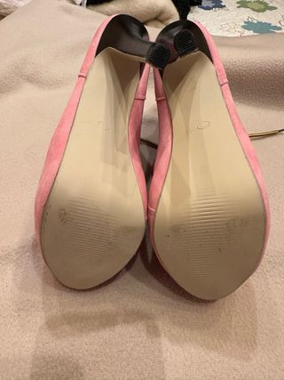 Botines cordones tacón rosa