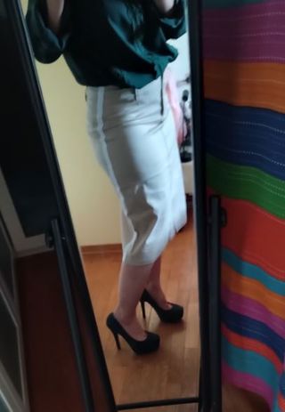 Gonna longuette cotone con bande bianche tg M-L